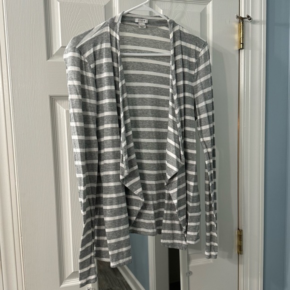 J Crew Striped Cotton Open Cardigan - Picture 1 of 3